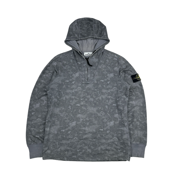 Stone Island 2015 Grey Cotton Marl Quarter Zipped Hoodie - Medium