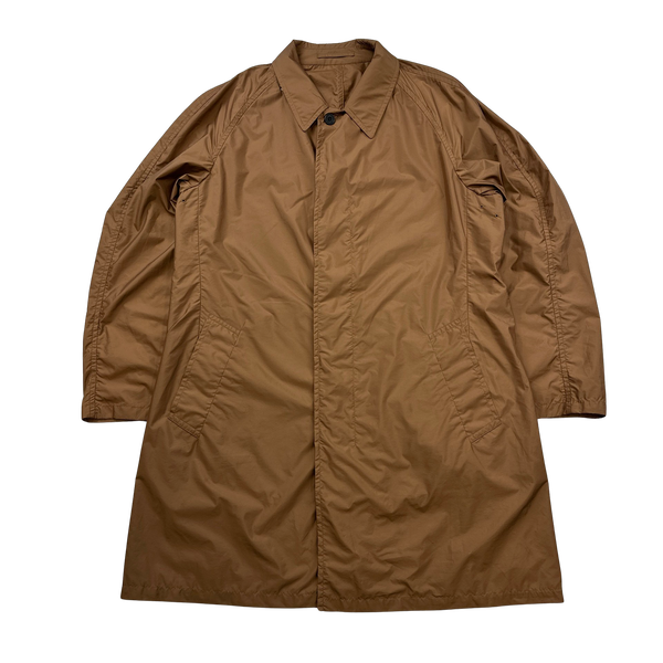 Aquascutum Orange Checked Collared Nylon Trench Coat - Large