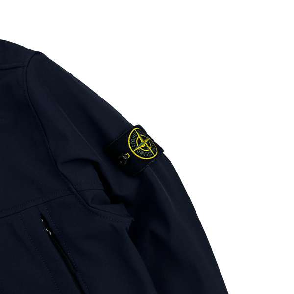 Stone Island 2021 Navy Soft Shell E Dye Hooded Jacket - Large