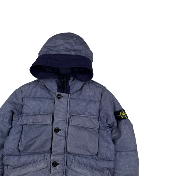 Stone Island Purple Lino Resinato Down-TC Puffer Jacket - Small
