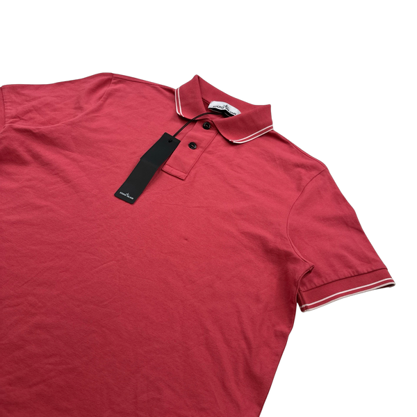 Stone Island 2023 Coral Red Short Sleeved Polo Shirt - Small