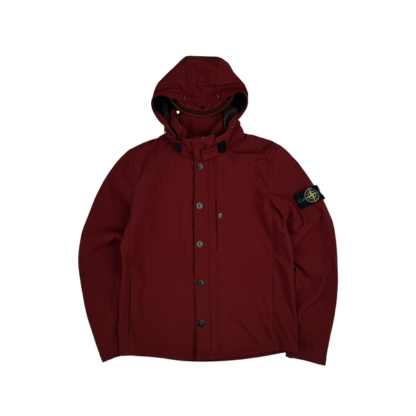 Stone Island 2012 Maroon Fleece Lined Soft Shell Jacket - Medium