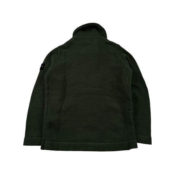 Stone Island 2022 Forest Green Wool Double Breasted Cardigan - Large