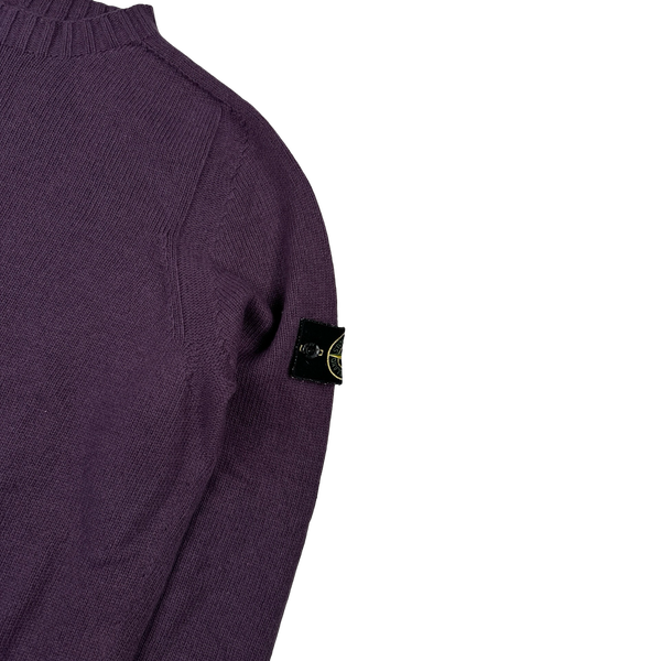 Stone Island 2020 Purple Wool Pullover Mock Neck Jumper - XL