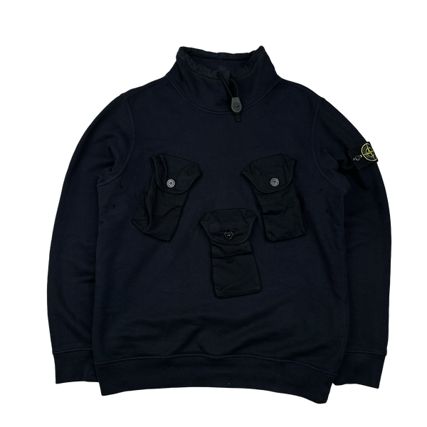 Stone Island 2021 Navy Chest Cargo Pocket Pullover Jumper - Medium