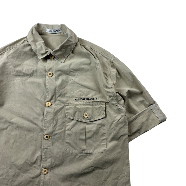 Stone Island Vintage 1999 Spellout Buttoned Safari Shirt - Large