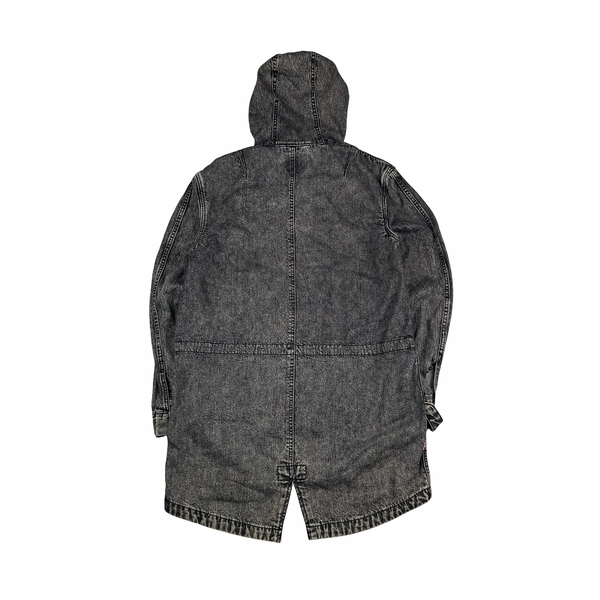 Levis x Patta Grey Dark Wash Long Denim Fishtail Parka Jacket - Medium