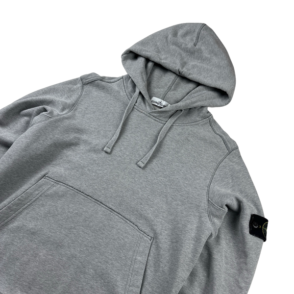 Stone Island Grey Cotton Pullover Hoodie - Small