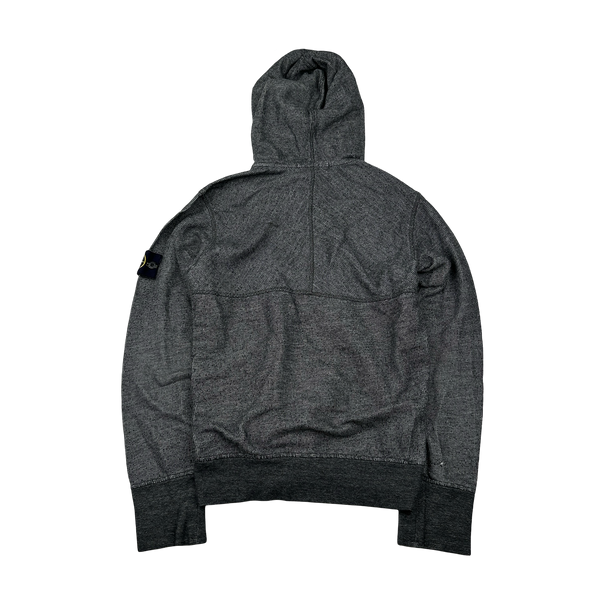 Stone Island 2015 Grey Cotton Marl Zipped Hoodie - Small