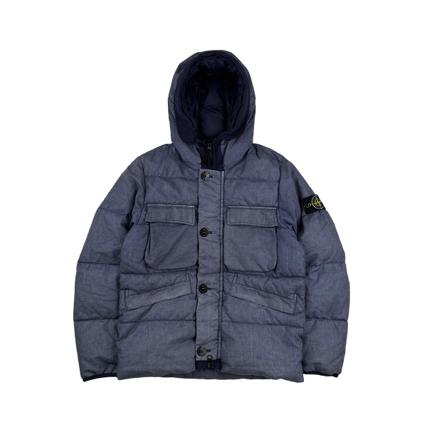 Stone Island Purple Lino Resinato Down-TC Puffer Jacket Small