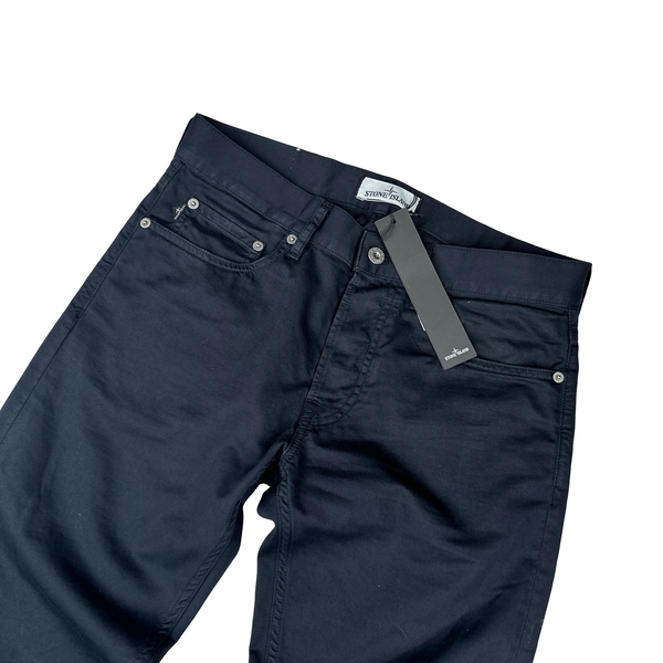 Stone Island Navy Slim Fit Cotton Trousers - Small