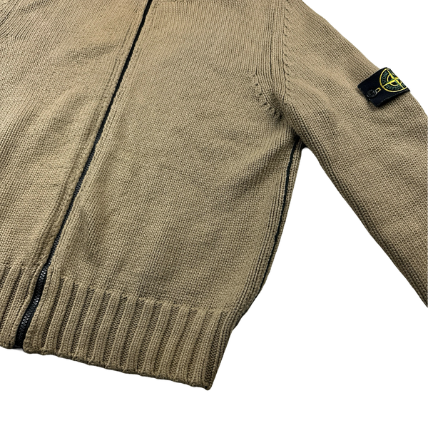 Stone Island 2005 Beige Wool High Neck Zipped Jumper - XL