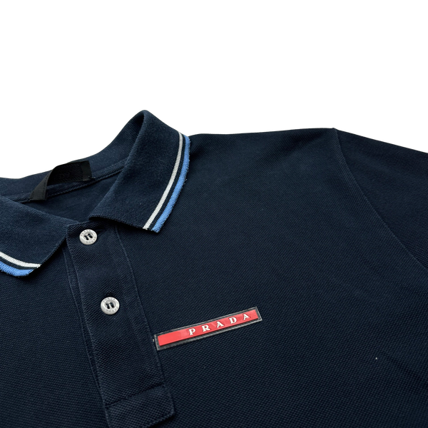 Prada Navy Cotton Polo Shirt - Large