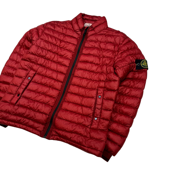 Stone Island Red Garment Dyed Down Puffer Jacket - Medium