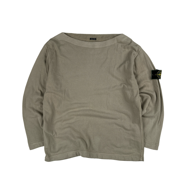 Stone Island Vintage 1999 Tan Wide Neck Pullover Sweater - Large