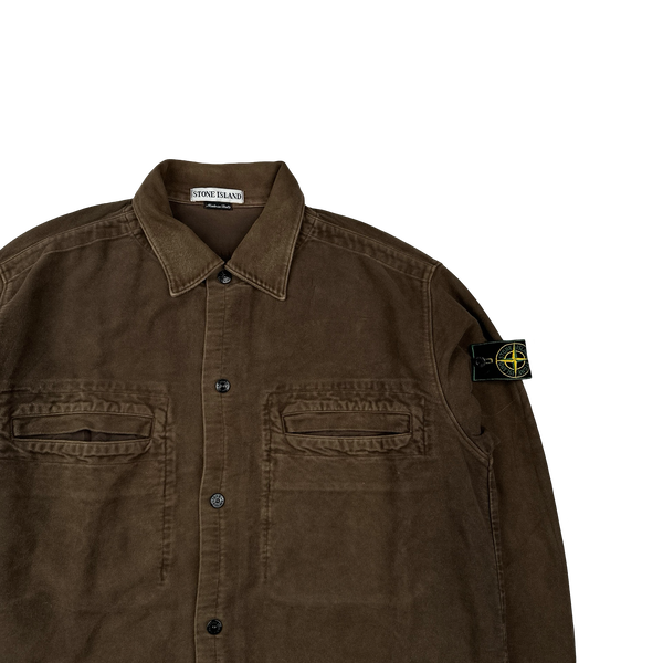 Stone Island Vintage 1997 Brown Mole Skin Cotton Overshirt - Large