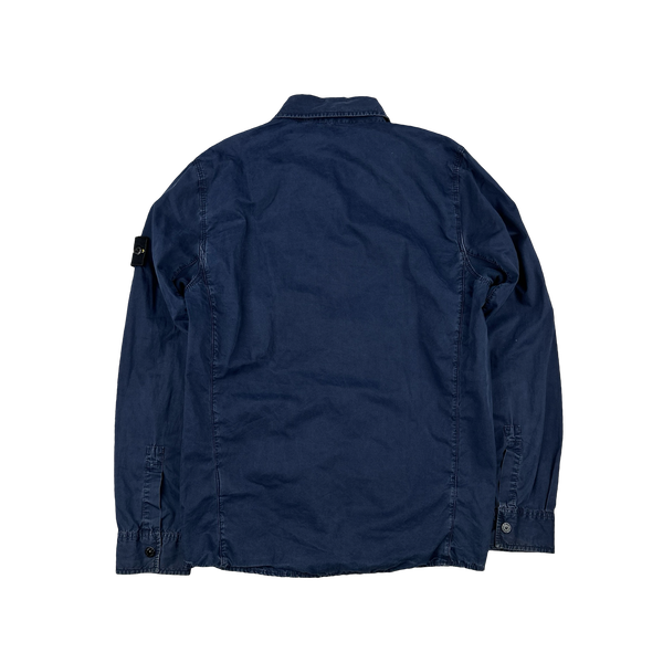 Stone Island 2017 Blue Garment Dyed Cotton Overshirt - Medium