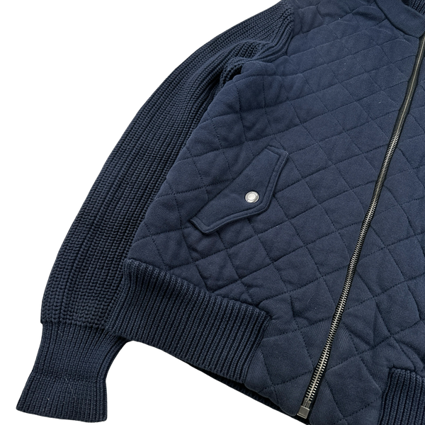 Burberry Navy Quilted Cotton Thick Padded Zipped Jumper - XL