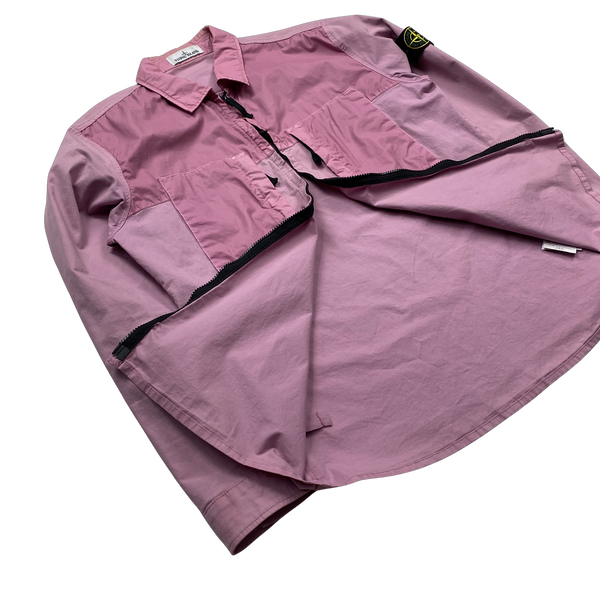 Stone Island 2020 Pink Mussola Gommata Overshirt - Large