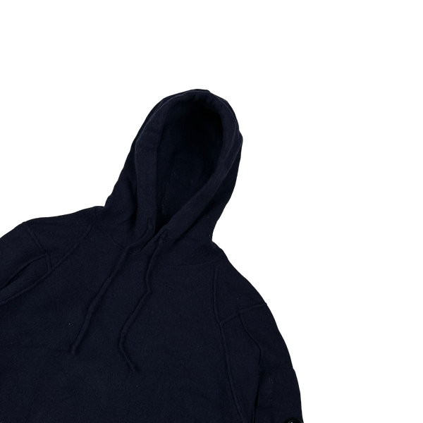 CP Company Navy Lens Viewer Wool Pullover Hoodie  - Small