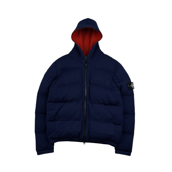 Stone Island 2014 Dark Blue Multi Knit Down Bag Jacket - Medium
