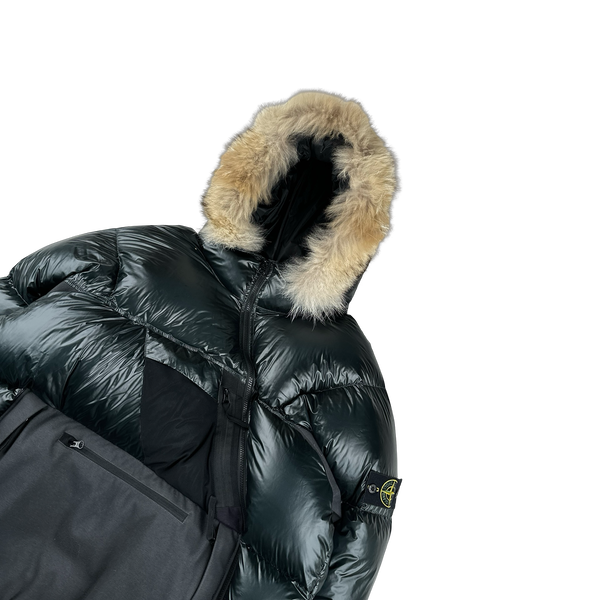 Stone Island 2017 Dark Green Pertex Quantum Fur Hood Puffer Jacket - XXL