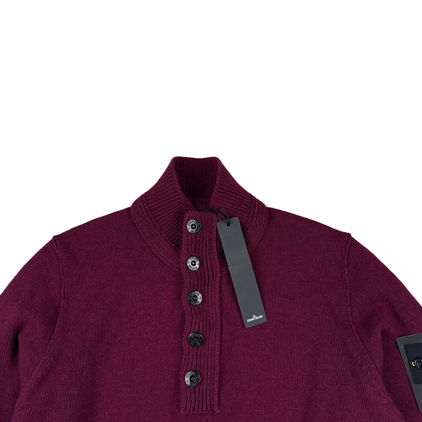 Stone Island 2017 Dark Red High Neck Knitted Jumper - Large