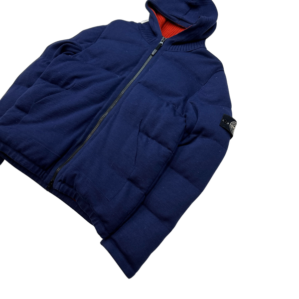 Stone Island Dark Blue Multi Knit Down Bag Jacket - Large