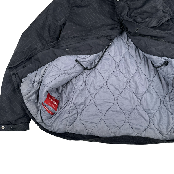 CP Company Black M Bossed Quilted Goggle Jacket - Medium