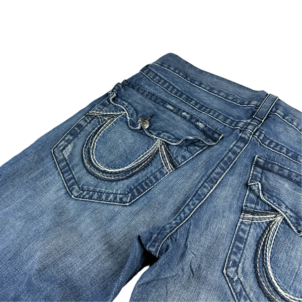True Religion Blue Washed Flared Jeans - Large