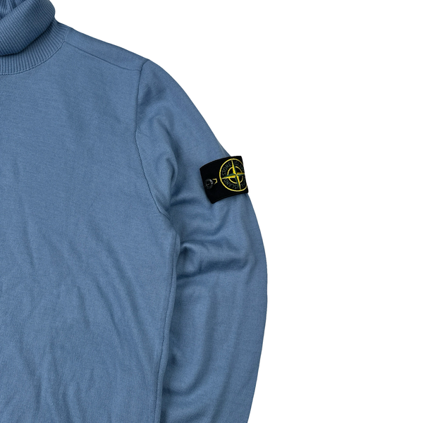 Stone Island 2022 Blue Roll Neck Knit Jumper - Large