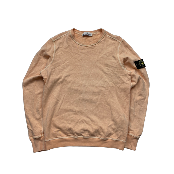 Stone Island Peach Cotton Crewneck Sweatshirt - Medium