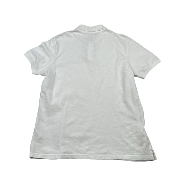 Prada White Centre Spellout Cotton Polo Shirt - XL