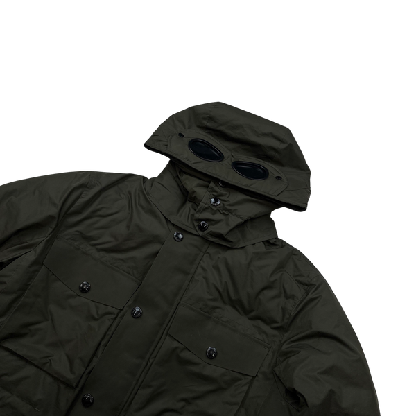 CP Company Khaki Micro M Down Filled Goggle Jacket - Medium