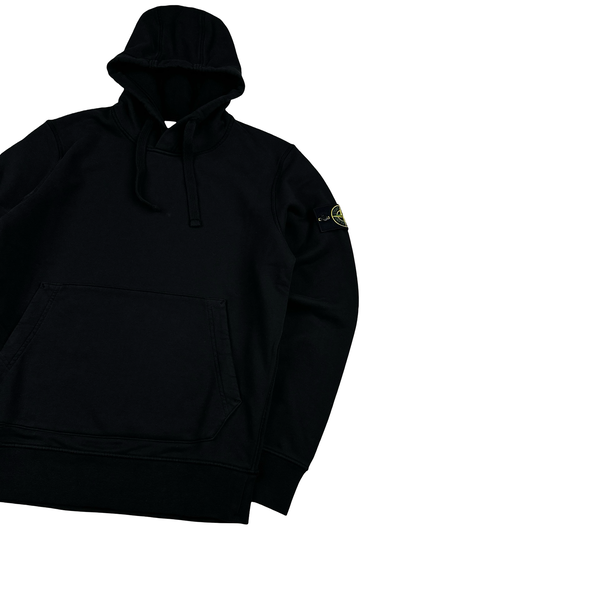 Stone Island 2020 Black Cotton Pullover Hoodie - Small