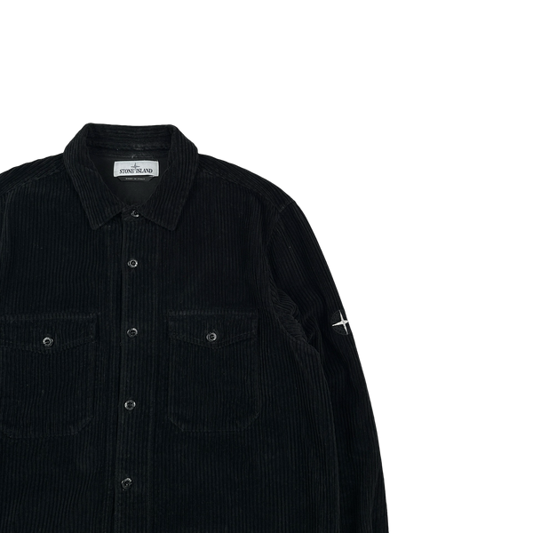 Stone Island 2021 Black Corduroy Overshirt - Large