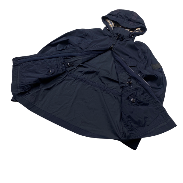 Aquascutum Nylon Checked Cotton Lined Hooded Field Jacket - Small