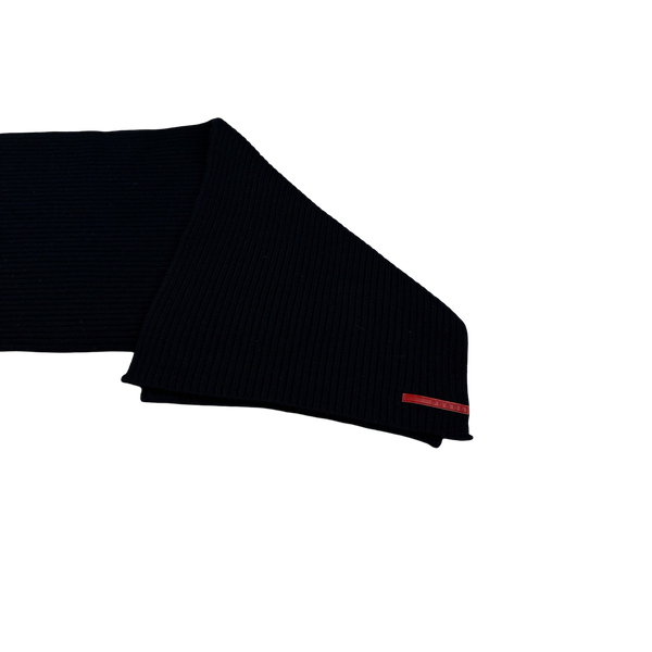 Prada Tab Navy Wool Scarf