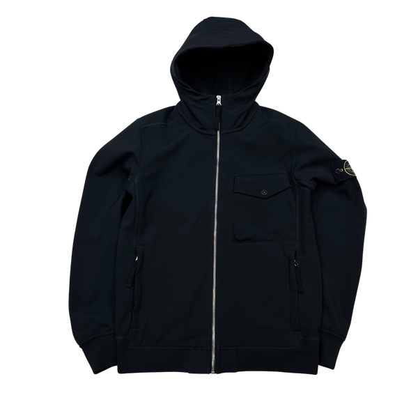 Stone Island Black Hooded Soft Shell Jacket - Small