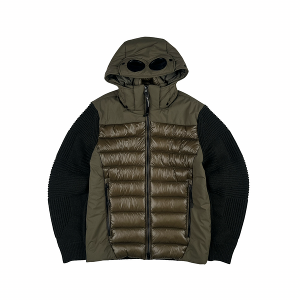 CP Company Khaki Hybrid Padded DD Shell Knit Jacket - Large