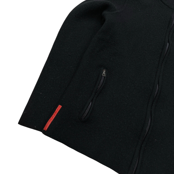Prada Black Wool Zipped Cardigan - XS