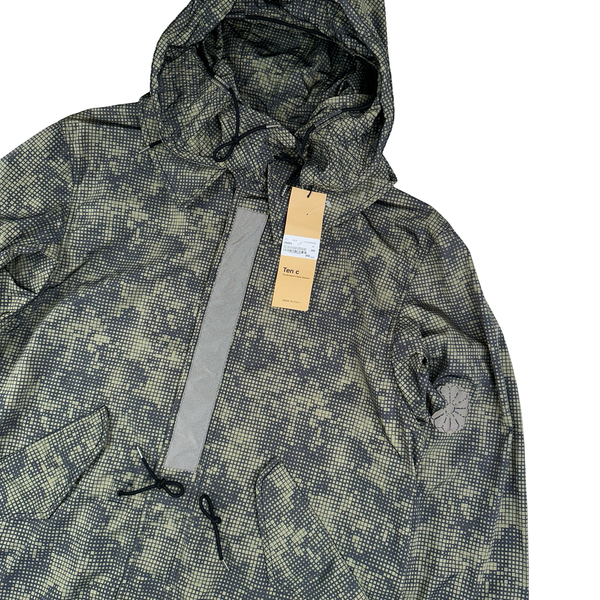 Ten C Lightweight Lizard Camo Long Hooded Parka Jacket - Large