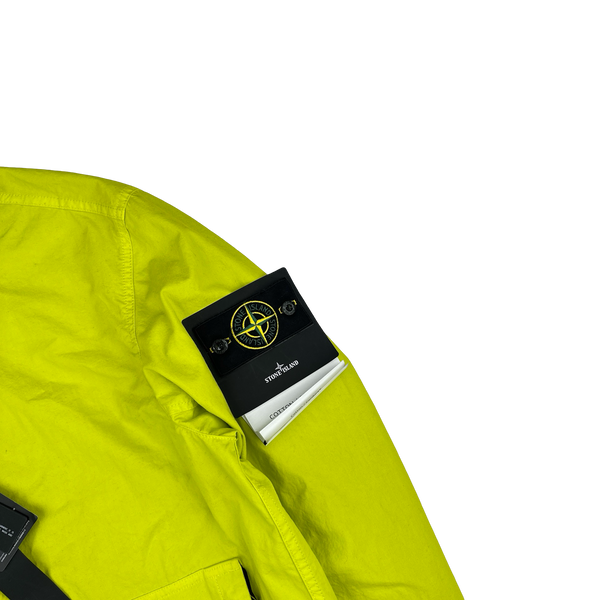 Stone Island 2021 Neon Yellow Cotton Cordura Hooded Jacket -Medium