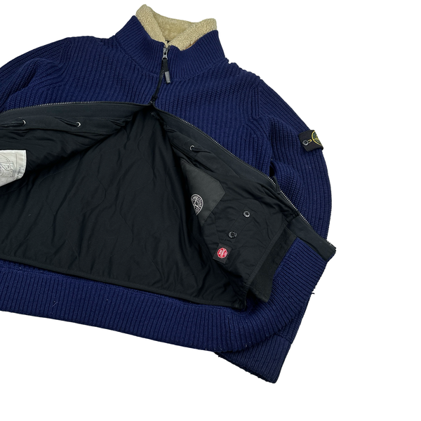 Stone Island 2014 Navy Wool Dutch Rope Lined President Knit Knit - XL