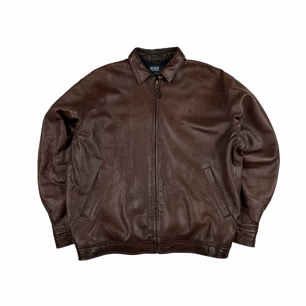 Ralph Lauren Brown Heavyweight Leather Jacket - Large