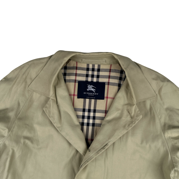 Burberry Nova Check Lined Tan Trench Coat - Large