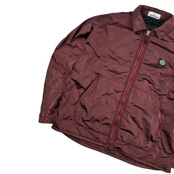 Stone Island Burgundy Red Padded Nylon Metal Jacket - Medium