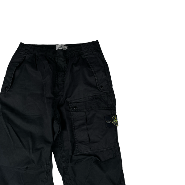Stone Island 2024 Black Loose Fit Cargo Trousers - 30"