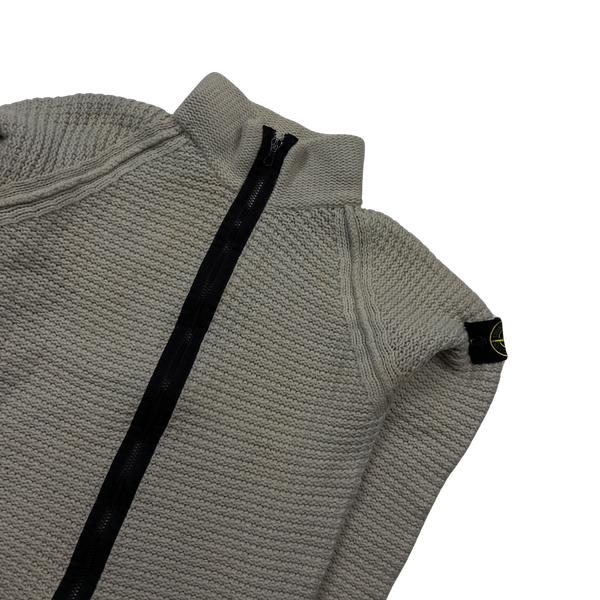 Stone Island Wool Beige Zipped Cardigan Jumper - XS