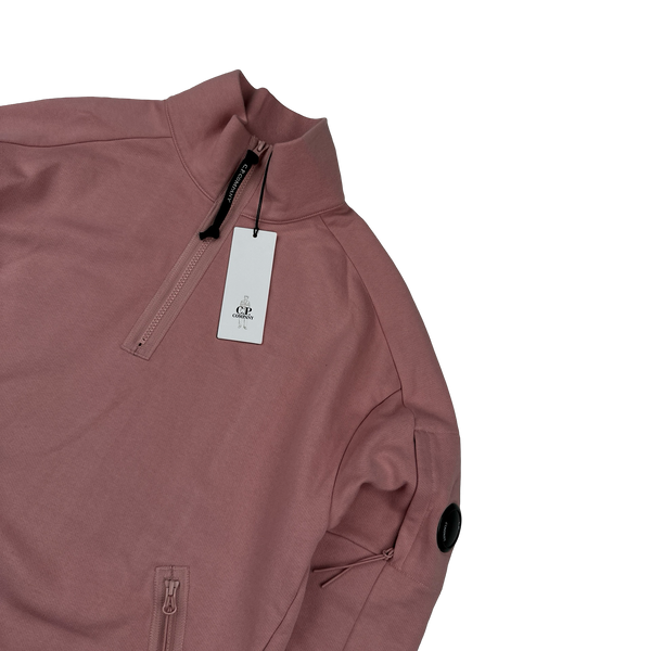 CP Company Pink Cotton Lens Viewer Quarter Zip Pullover - Medium